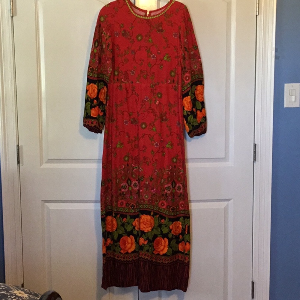 Vintage Floral Red maxi Dress